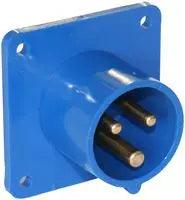Panel Mount CEE Appliance Inlet, 2P +E, 16A, 230V, Blue, IP44 - Camper and Marine Ltd