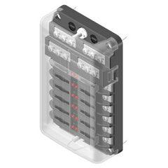 12 Way LED Fuse Box with Negative Bus - Camper and Marine Ltd