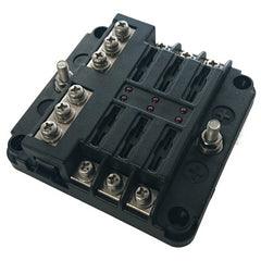 6 Way LED Fuse Box with Negative Bus - Camper and Marine Ltd