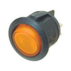 On-Off Round Rocker Switch with 12V Coloured Illumination - 20mm - Camper and Marine Ltd